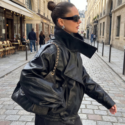 Valentina | Chaqueta Cuero Asimétrica